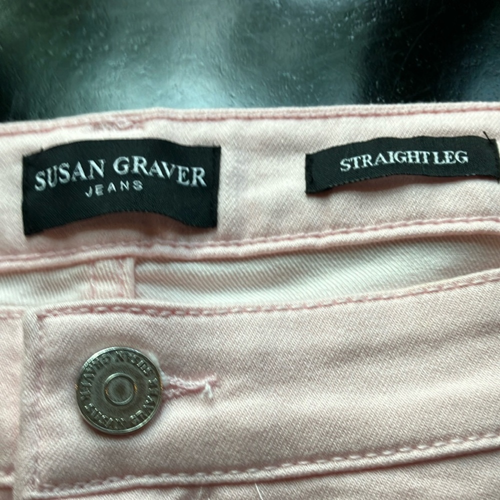 Susan Graver Light Pink Straight Leg Jeans 20 WP